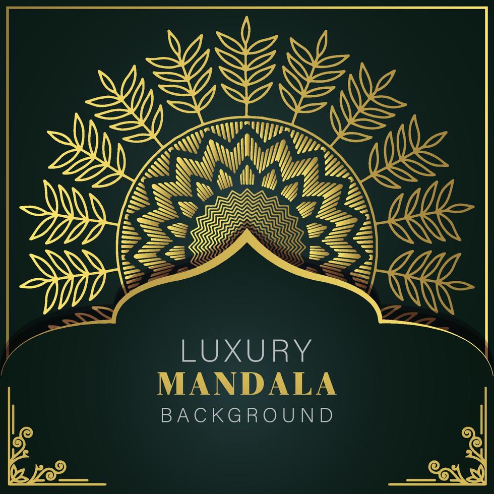 luxury mandala golden with a black background elegant design for anniversary invitation henna vector