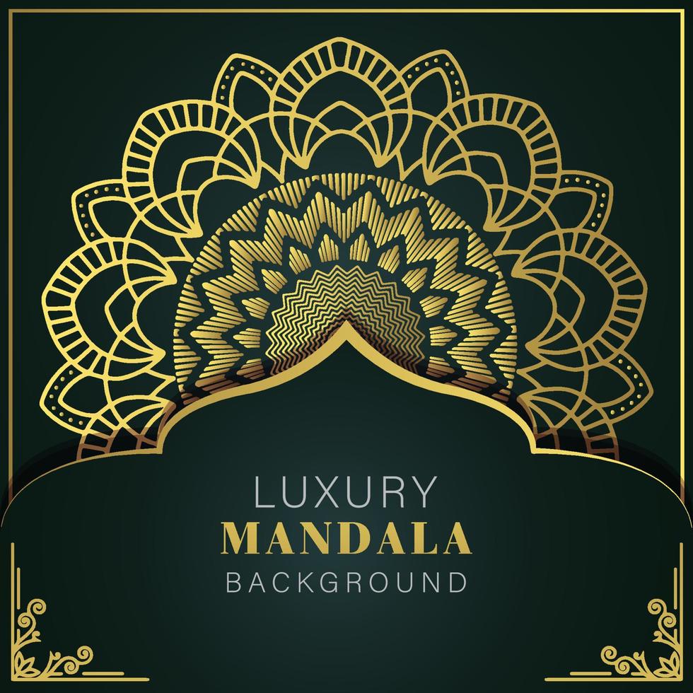 luxury mandala golden with a black background elegant design for anniversary invitation henna vector