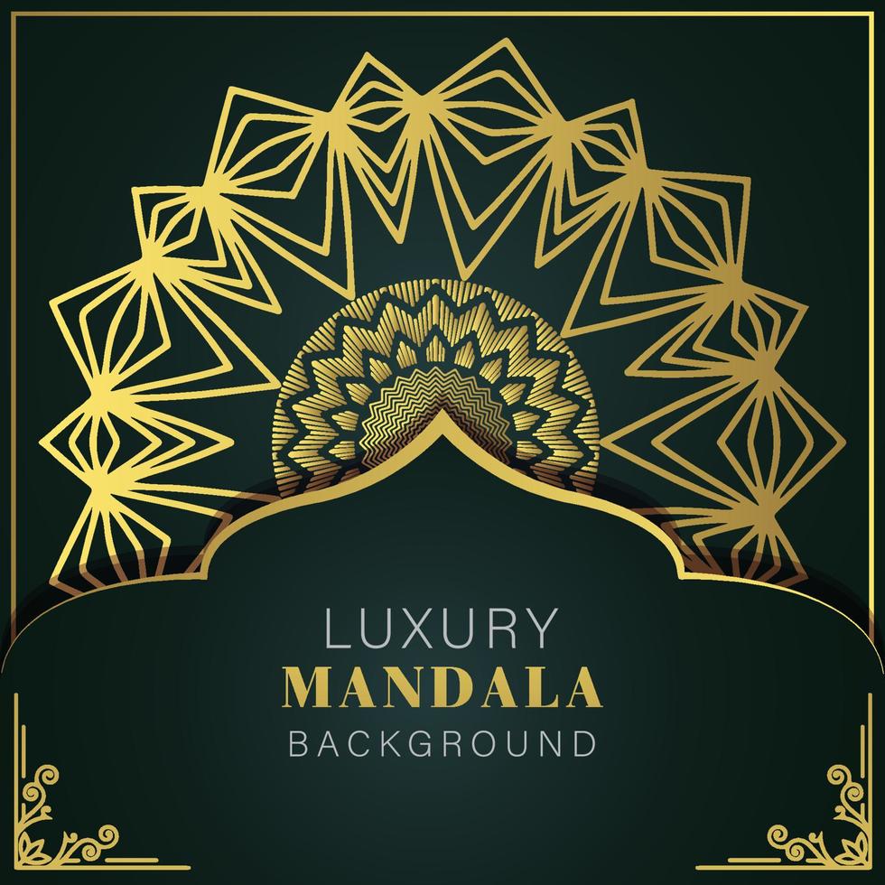 luxury mandala golden with a black background elegant design for anniversary invitation henna vector