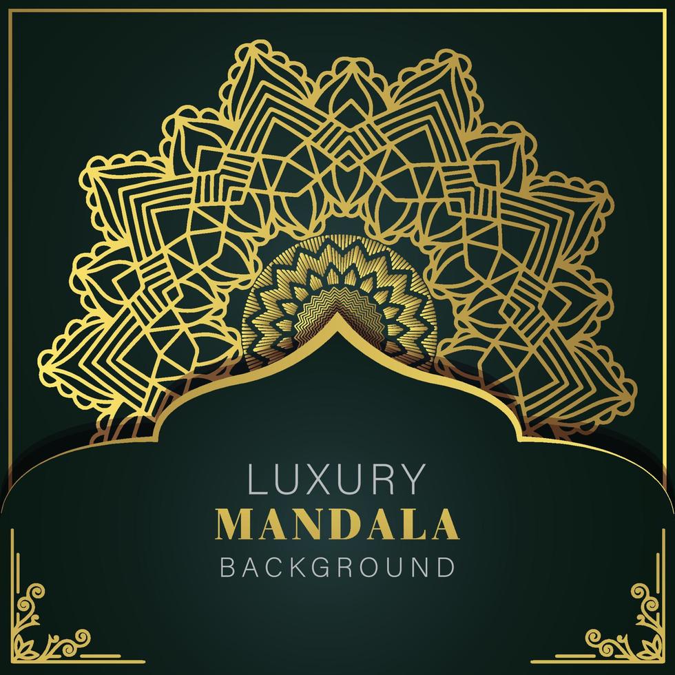 luxury mandala golden with a black background elegant design for anniversary invitation henna vector