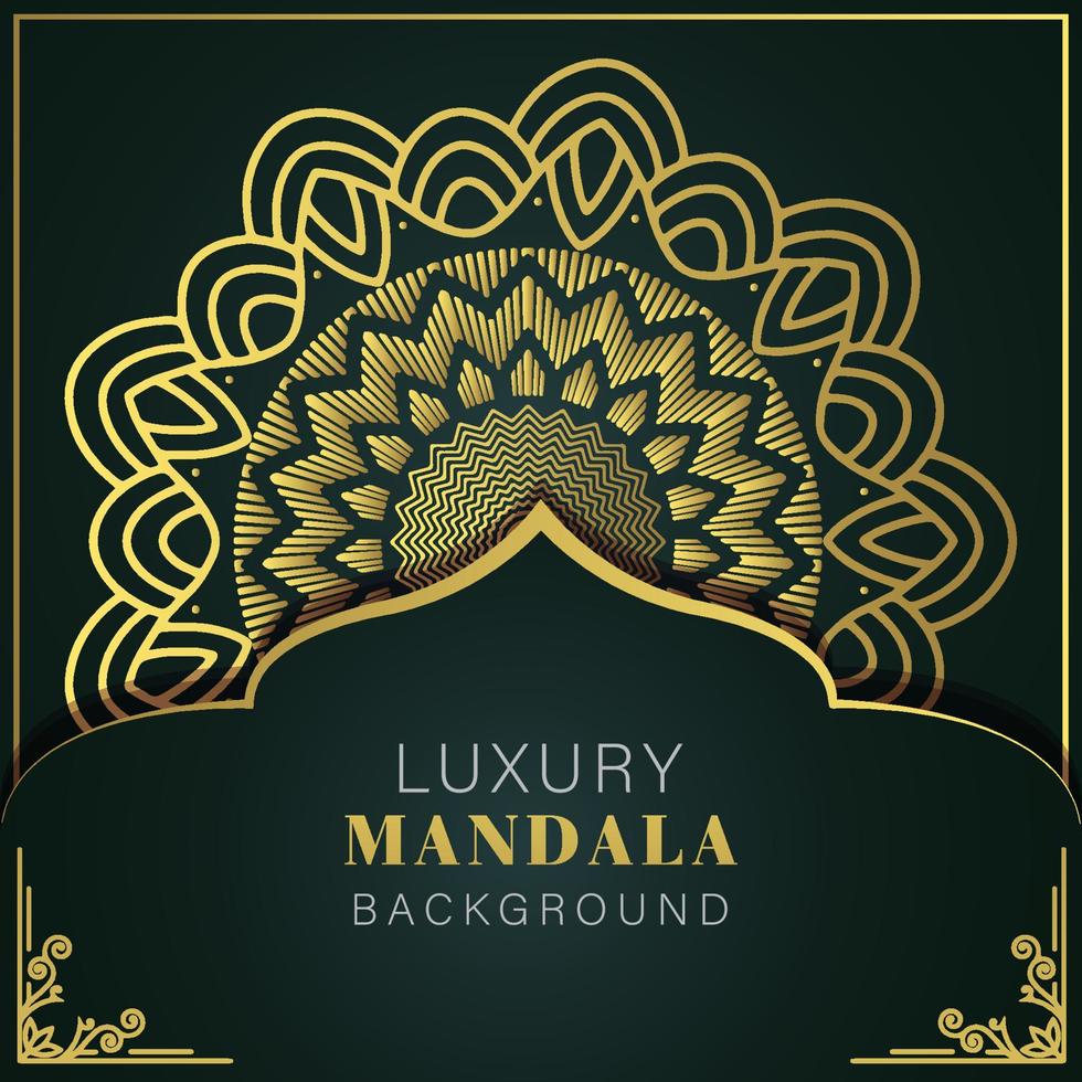 luxury mandala golden with a black background elegant design for anniversary invitation henna vector