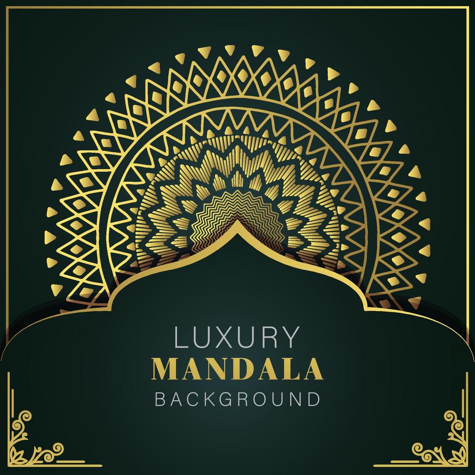 luxury mandala golden with a black background elegant design for anniversary invitation henna vector