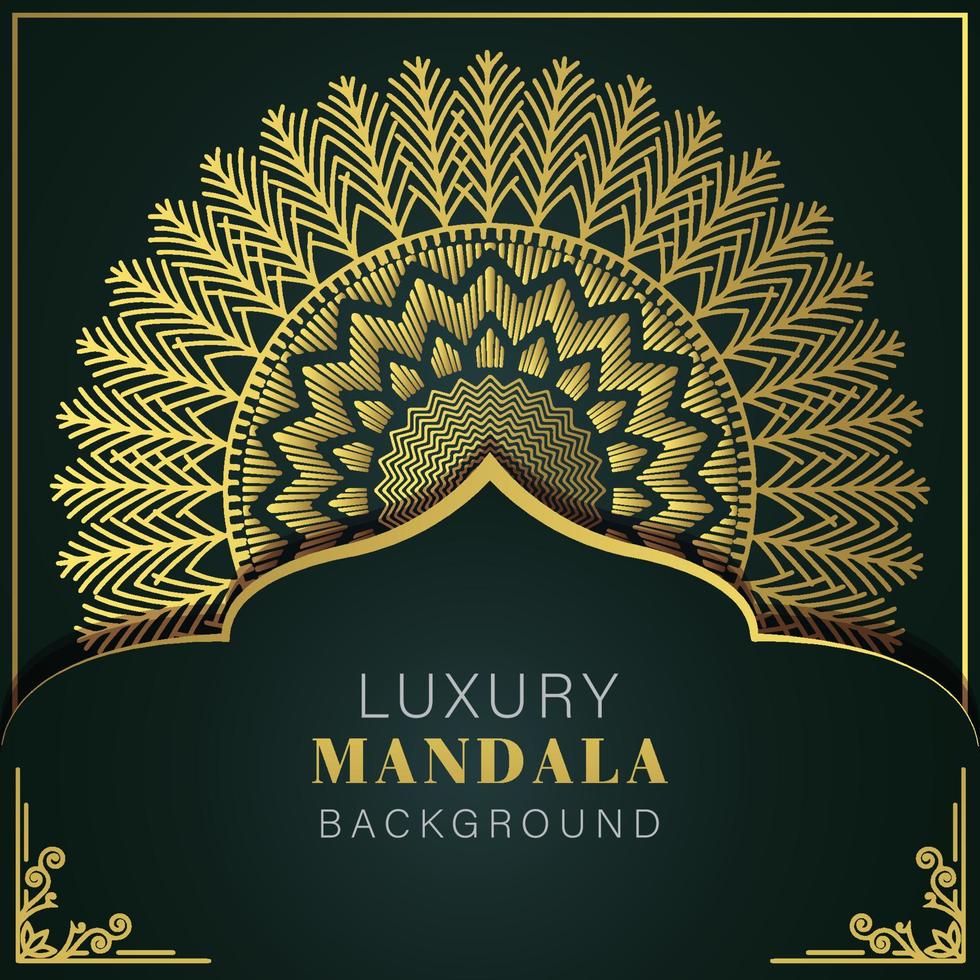 luxury mandala golden with a black background elegant design for anniversary invitation henna vector