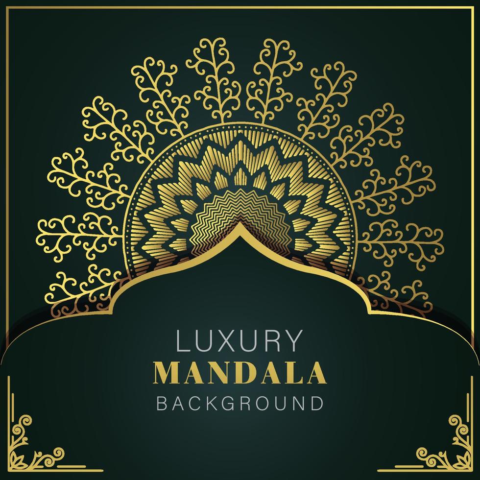 luxury mandala golden with a black background elegant design for anniversary invitation henna vector