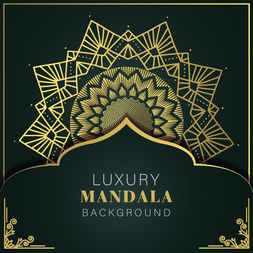 luxury mandala golden with a black background elegant design for anniversary invitation henna vector