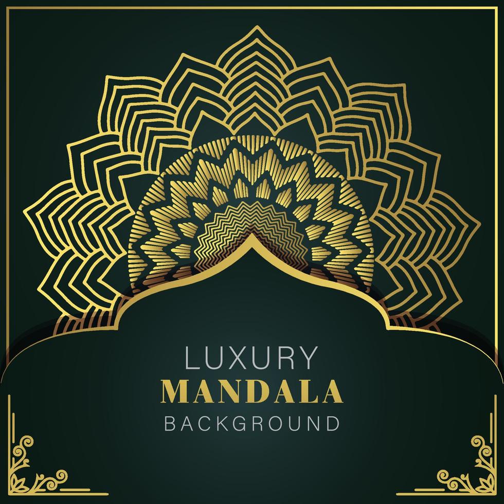 luxury mandala golden with a black background elegant design for anniversary invitation henna vector