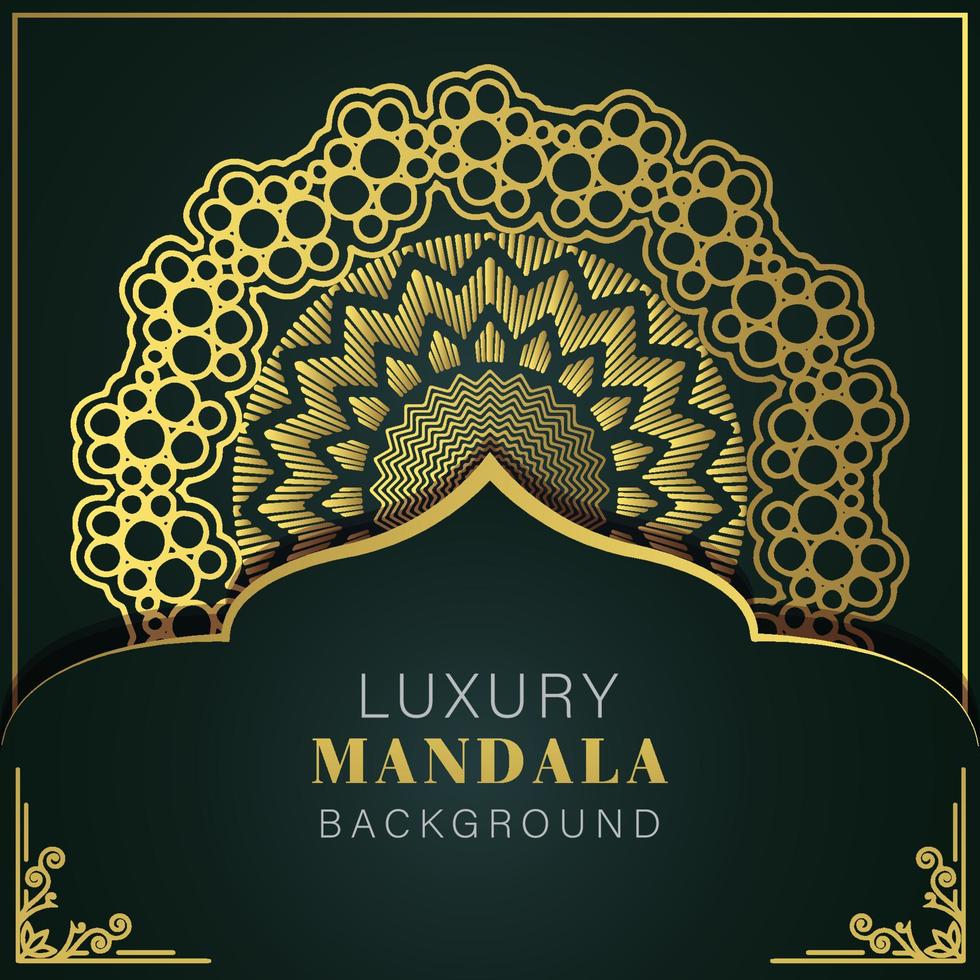 luxury mandala golden with a black background elegant design for anniversary invitation henna vector