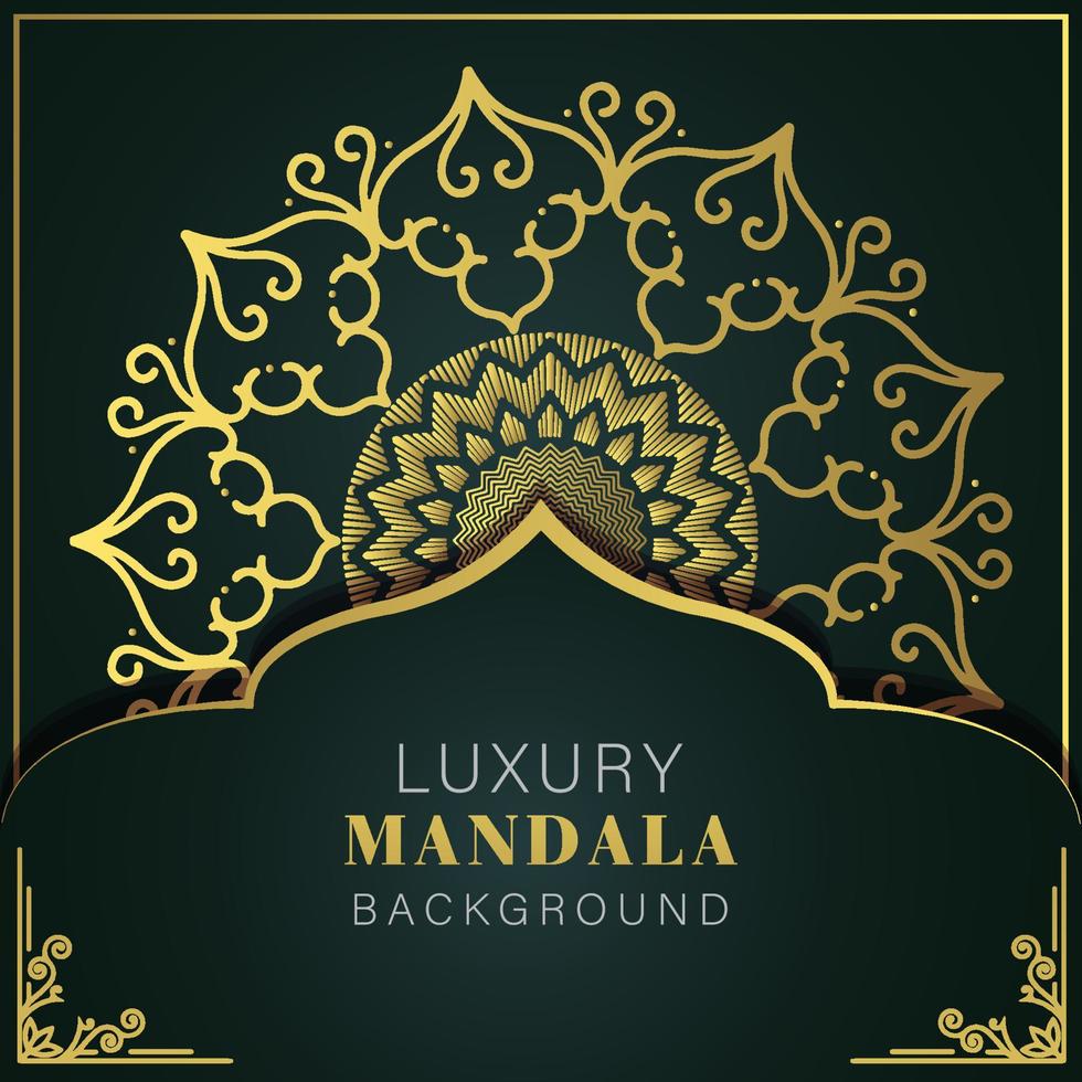 luxury mandala golden with a black background elegant design for anniversary invitation henna vector