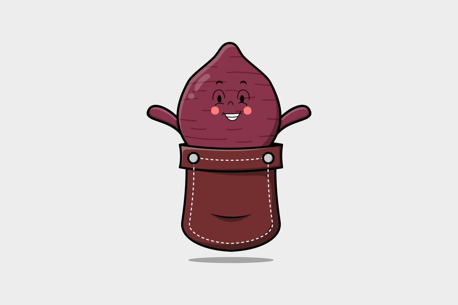 Cute cartoon Sweet potato coming out from pocket vector
