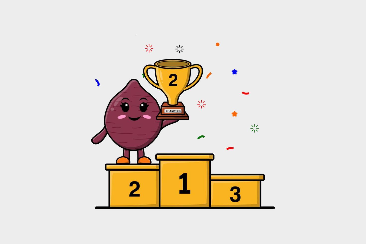 Cute cartoon Sweet potato as the second winner vector
