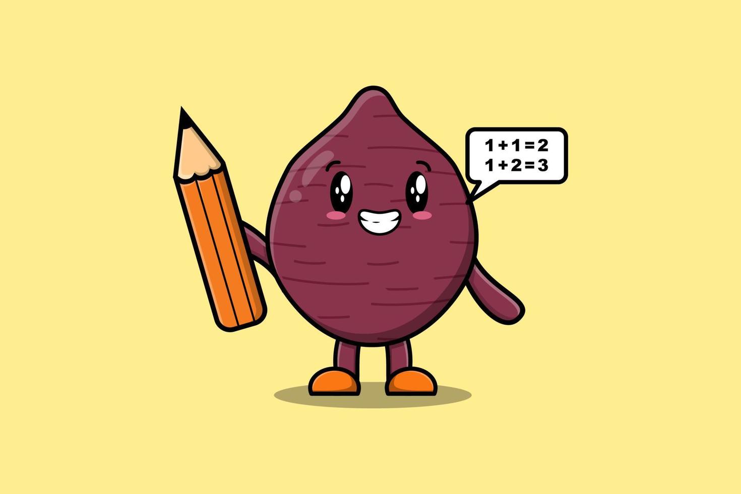 Sweet potato cartoon clever student with pencil vector