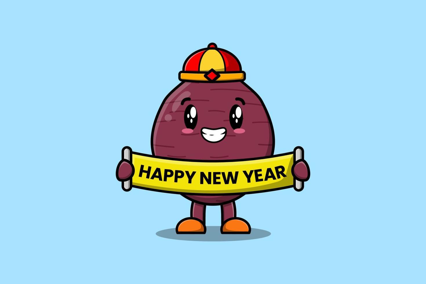 cartoon Sweet potato chinese happy new year vector