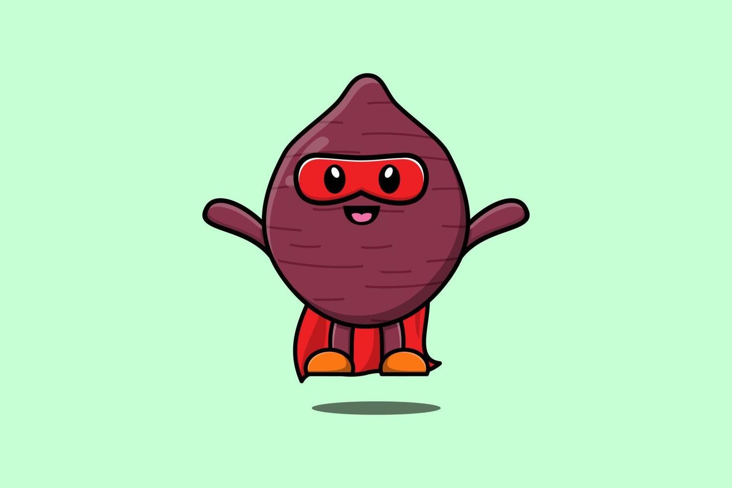 Cute Sweet potato superhero flying illustration vector