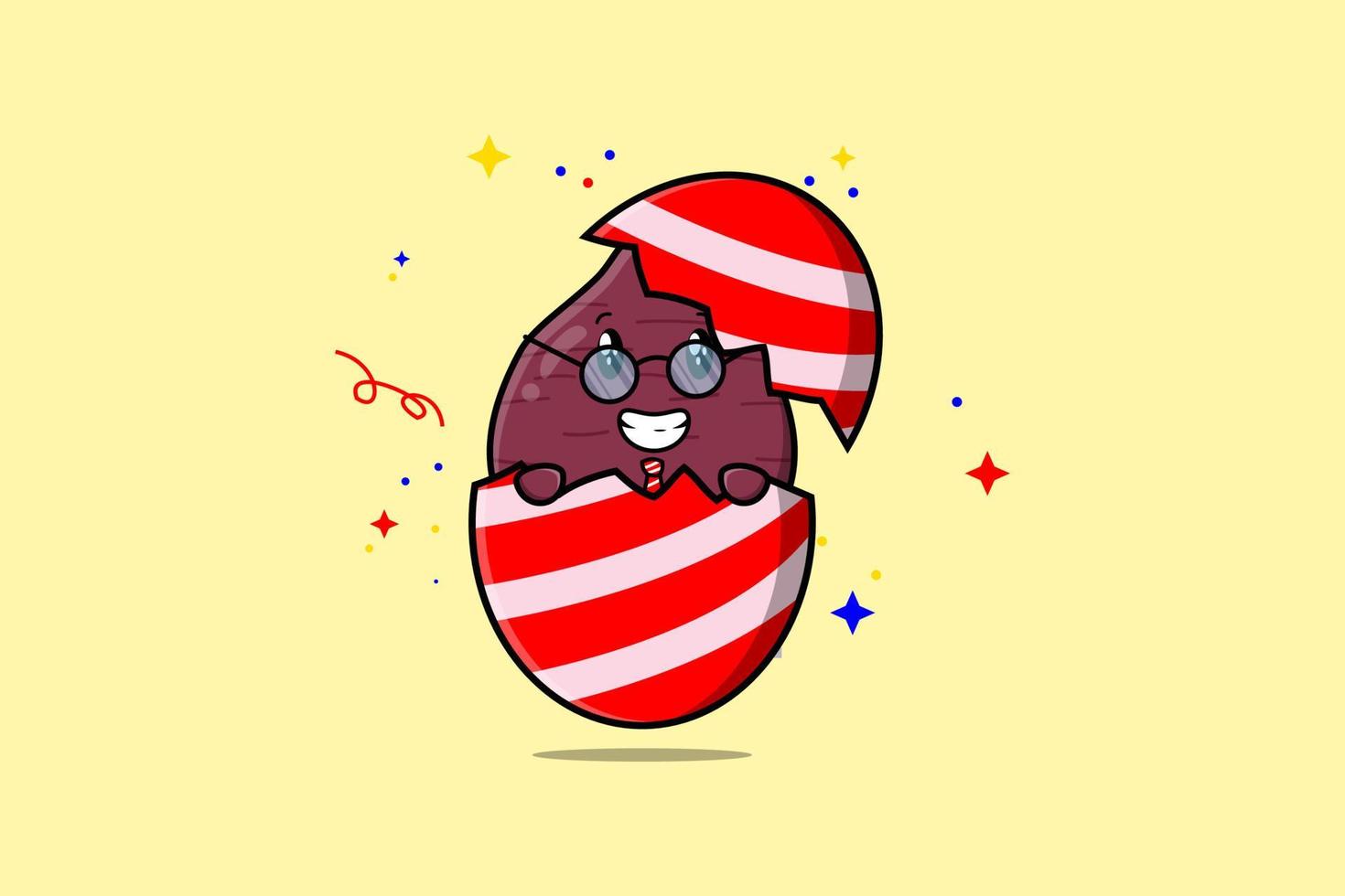 Cute cartoon Sweet potato coming out from easter vector