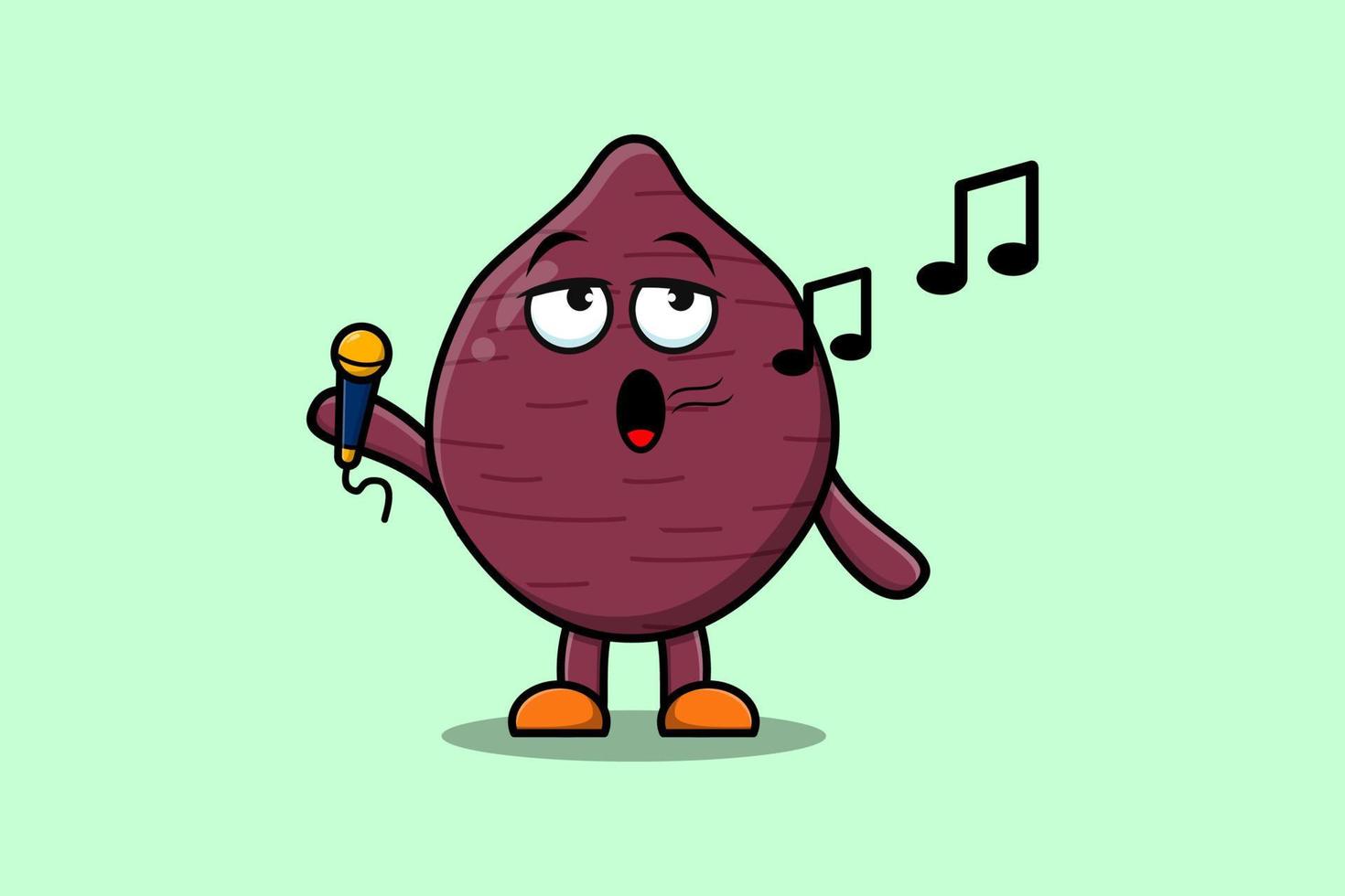 Cute cartoon Sweet potato singer holding mic vector