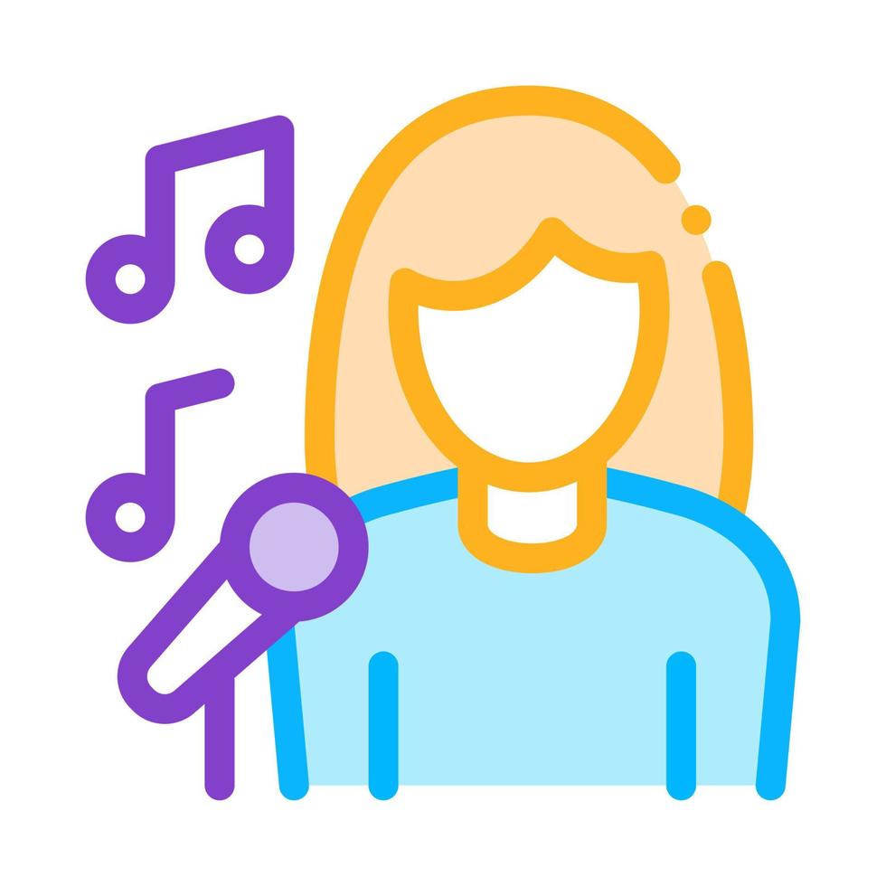 Female Singer With Microphone Sing Recital Vector