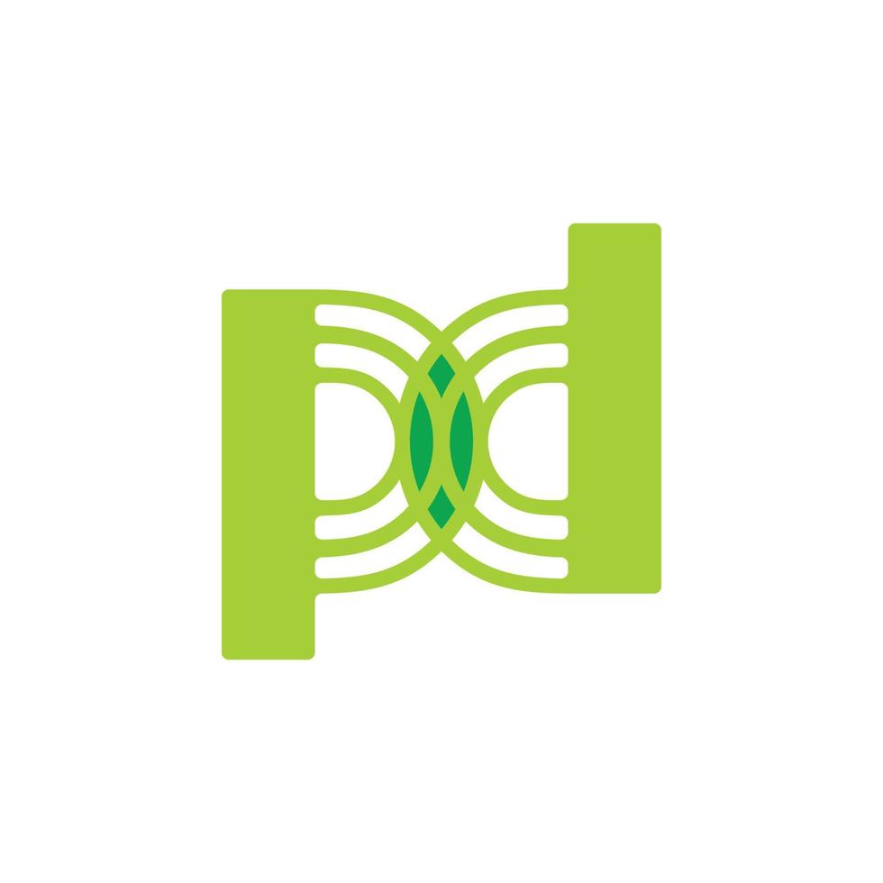 letter pd green leaf design symbol vector