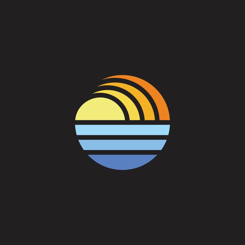 sun ocean gradient geometric circle logo vector
