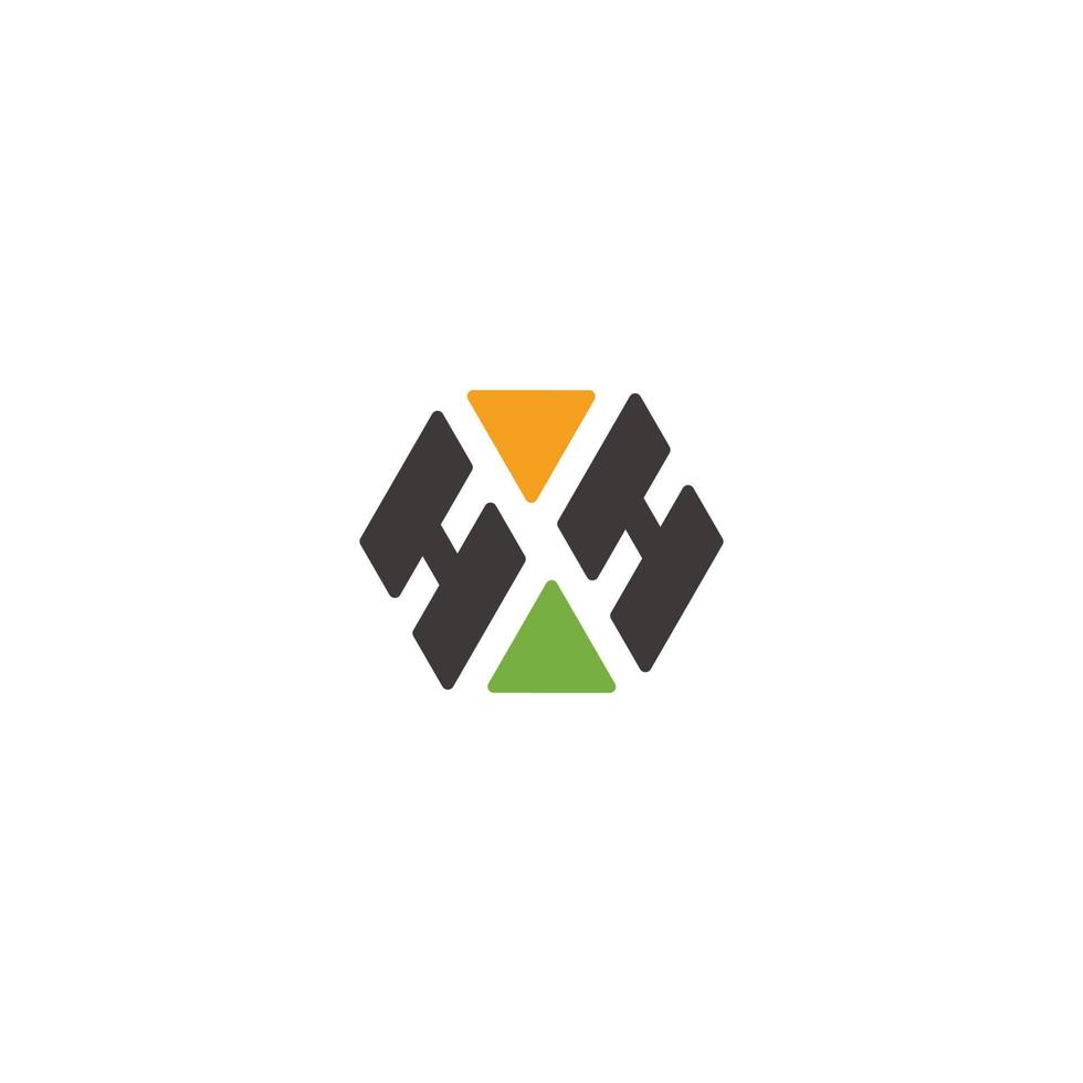 letter h colorful triangles geometric unique logo vector