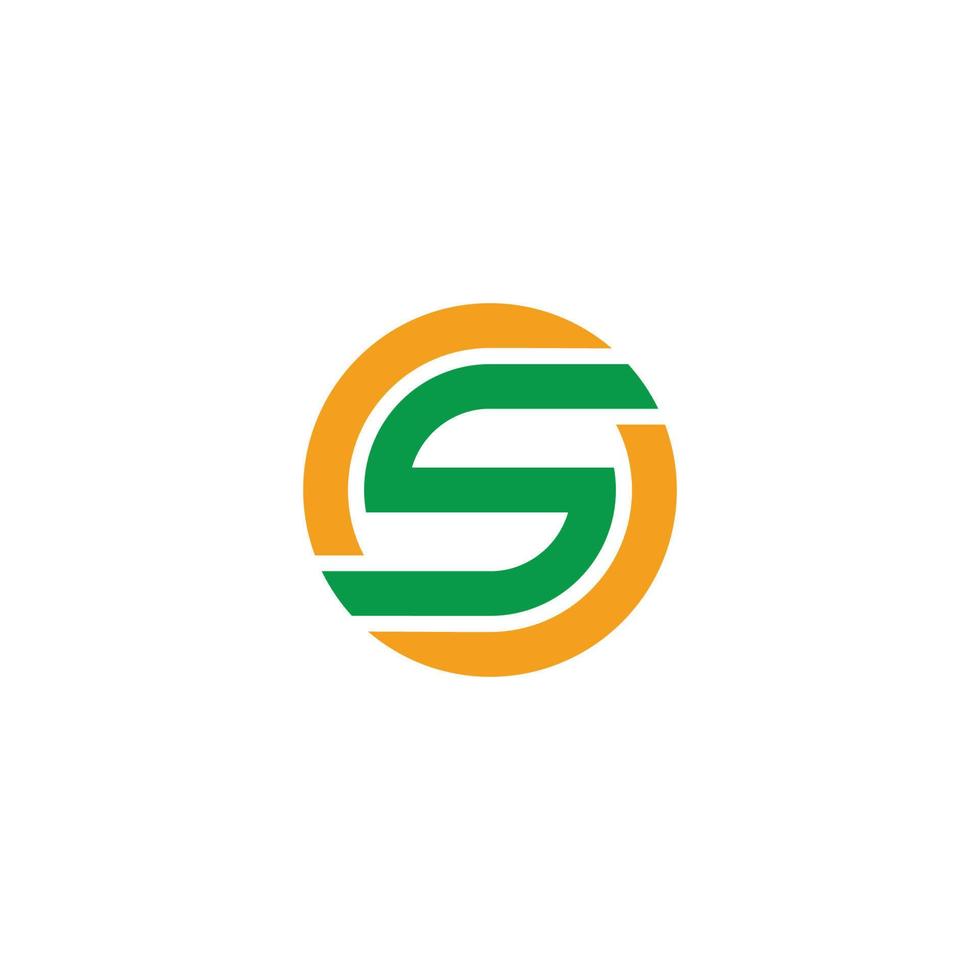 letter s green leaf sun simple geometric round logo vector