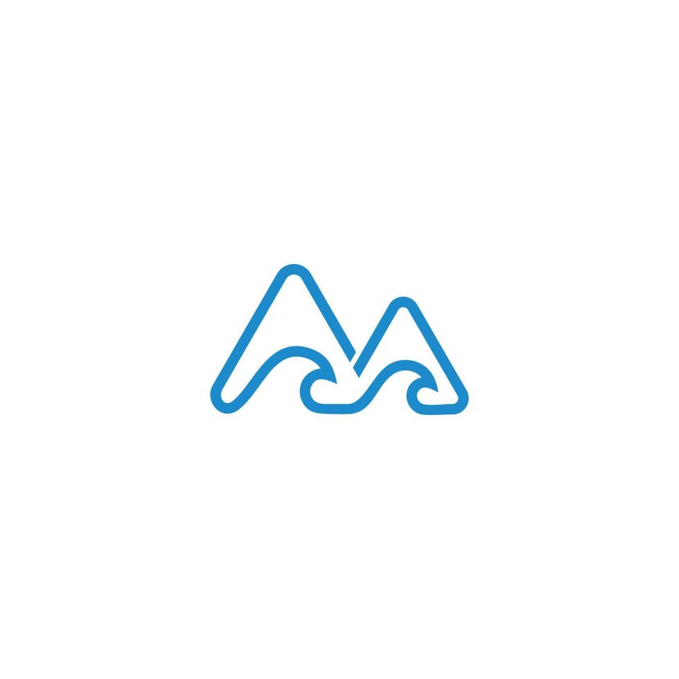 blue water waves mountain simple geometric logo vector