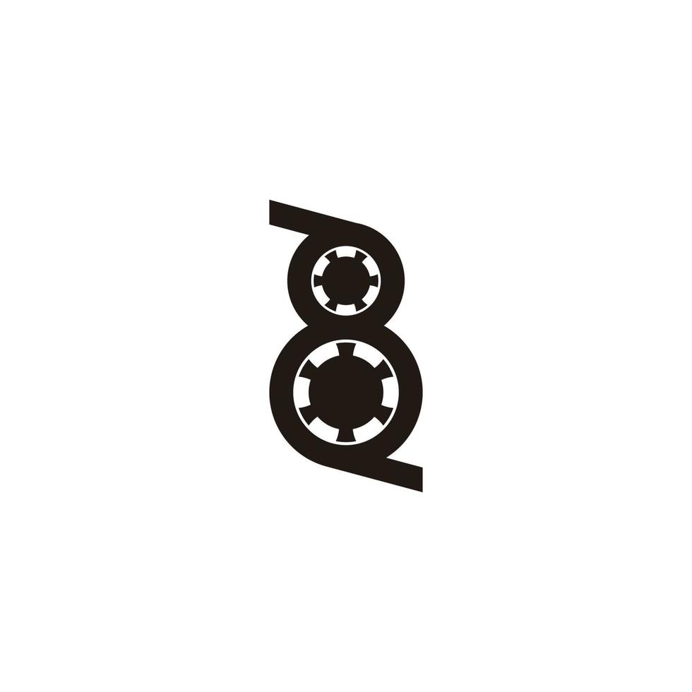 number 8 wheels tires belt symbol logo vector