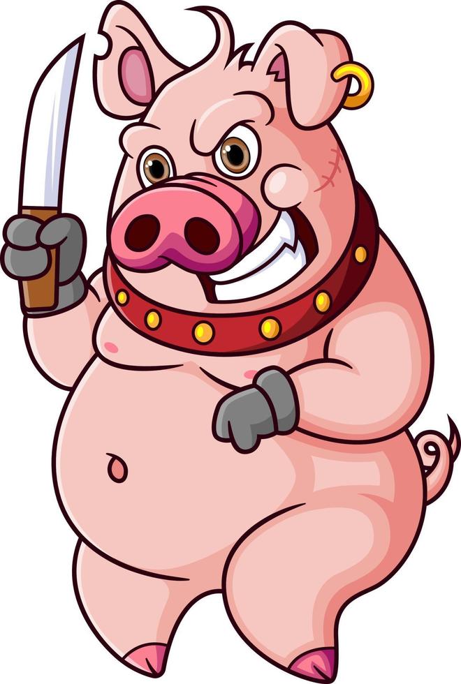 The angry pig holding knife 17435942 Vector Art at Vecteezy