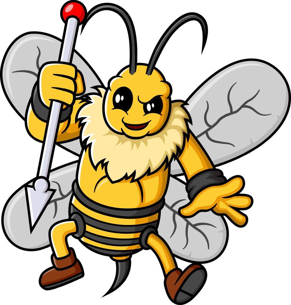 Danger yellow hornet with spear vector