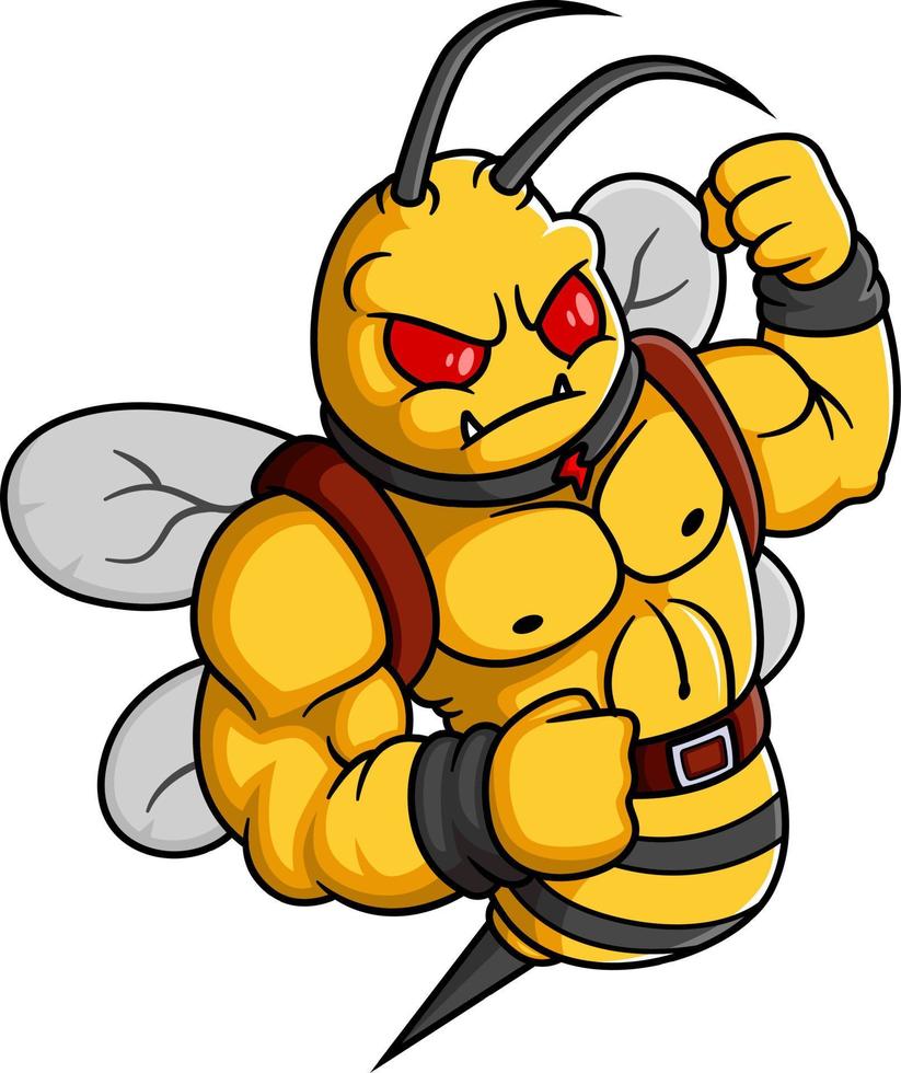 Danger yellow hornet with sting in cartoon style for mascot design vector