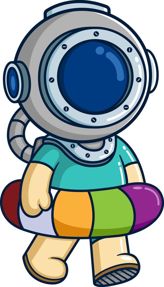 The diver with ring ball ready to swim vector