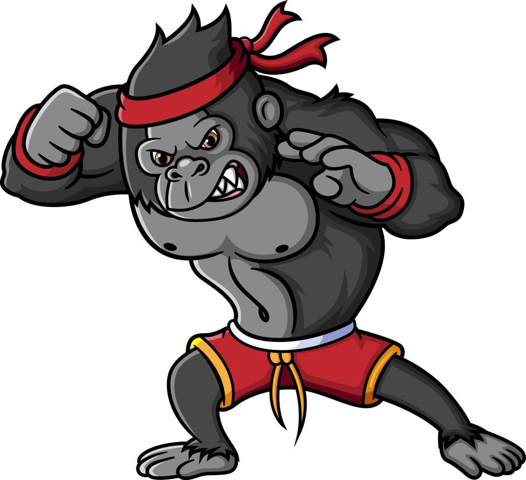 Angry Gorilla fighter cartoon character vector