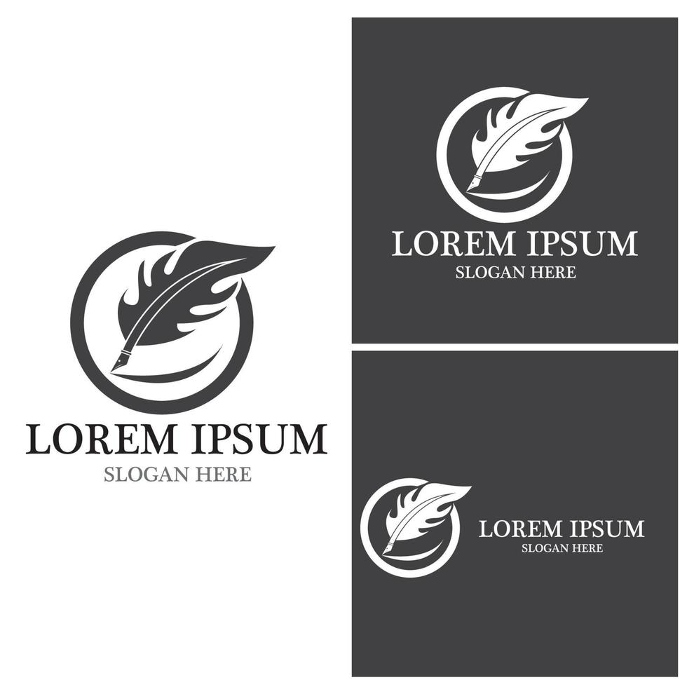 Feather pen logo vector template