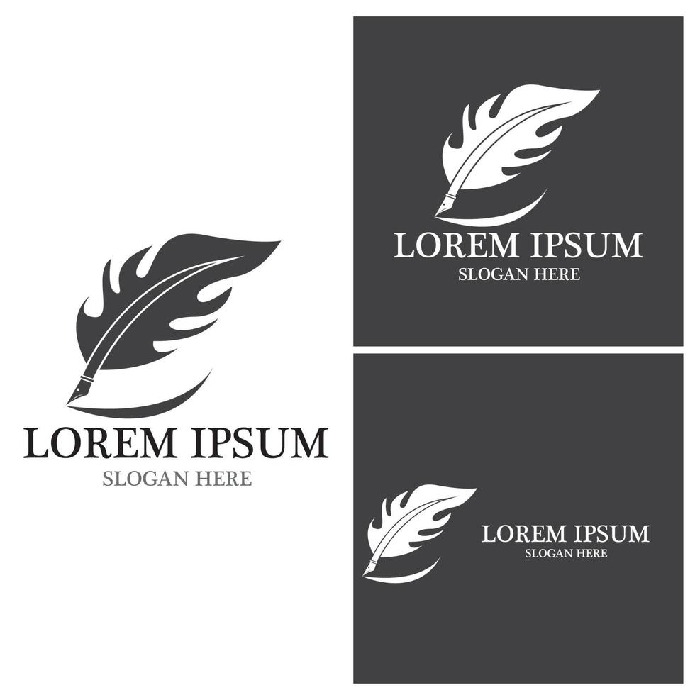 Feather pen logo vector template