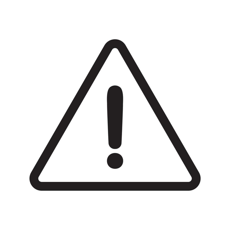 Exclamation mark in triangle outline shape isolated flat design vector illustration.