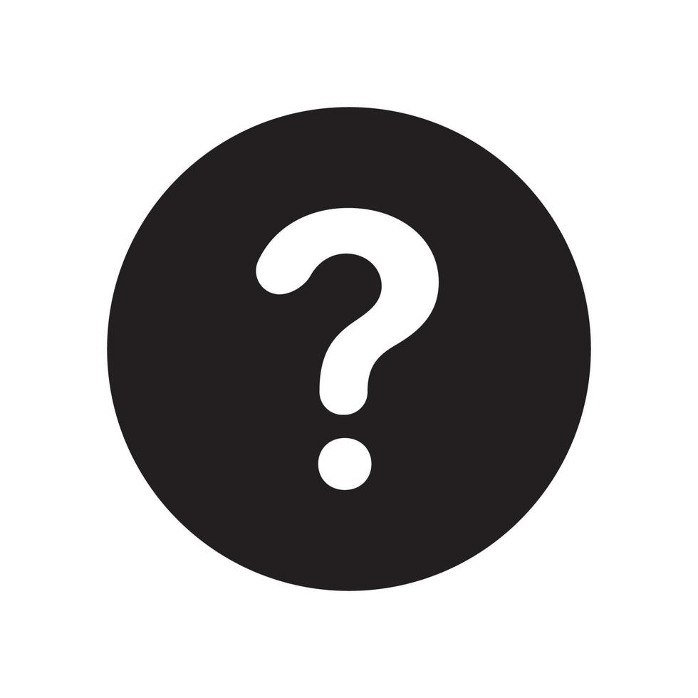 Question mark Icon in round black background isolated flat design vector illustration.