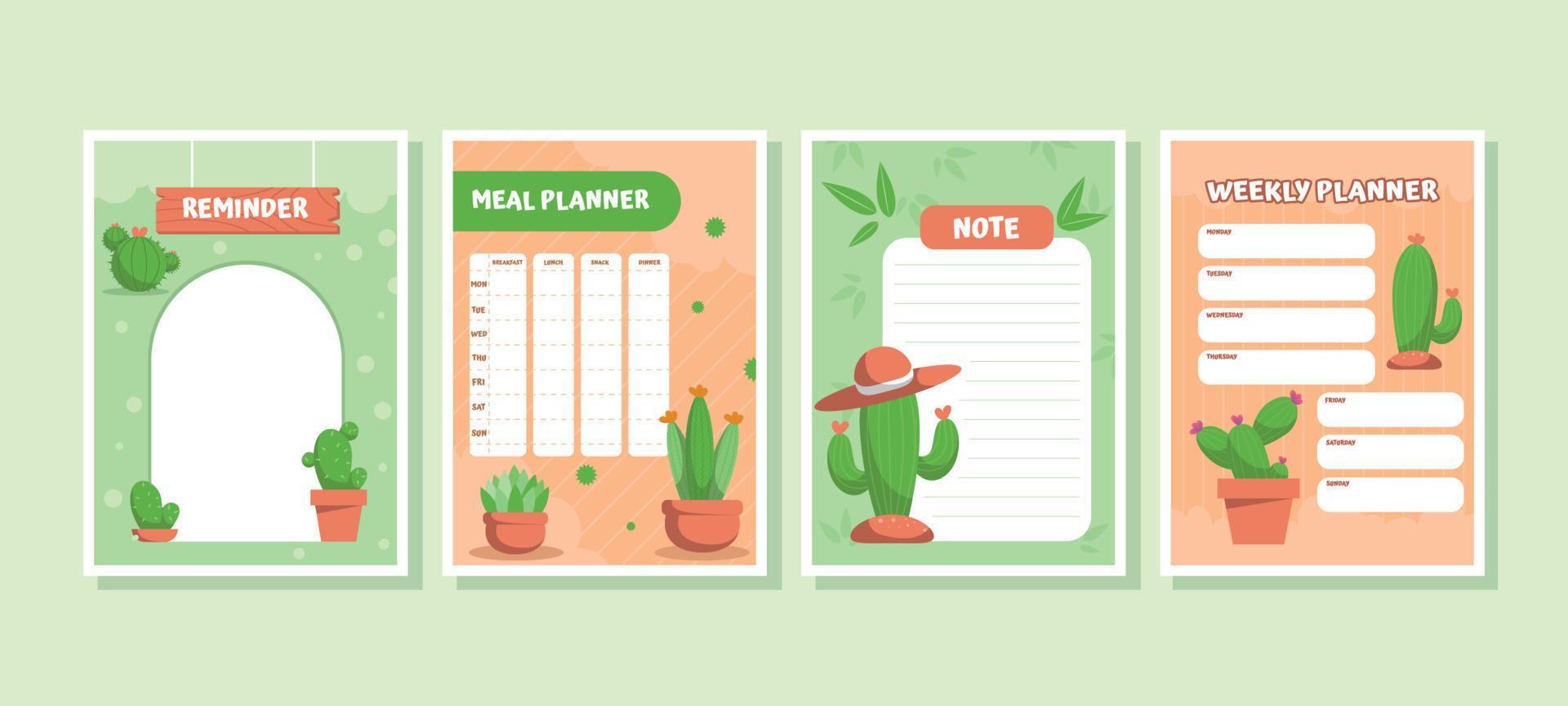 Cactus Journal Template vector