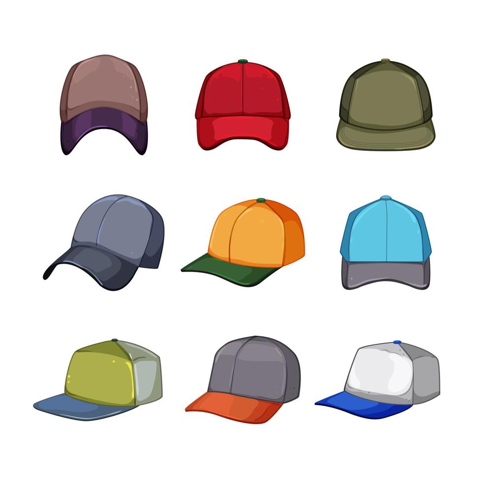 gorra de béisbol conjunto ilustración vectorial de dibujos animados vector