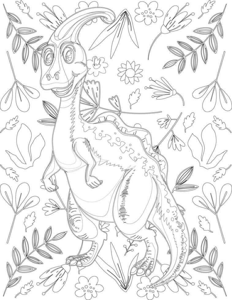 Dinosaur Coloring Page 17437250 Vector Art at Vecteezy