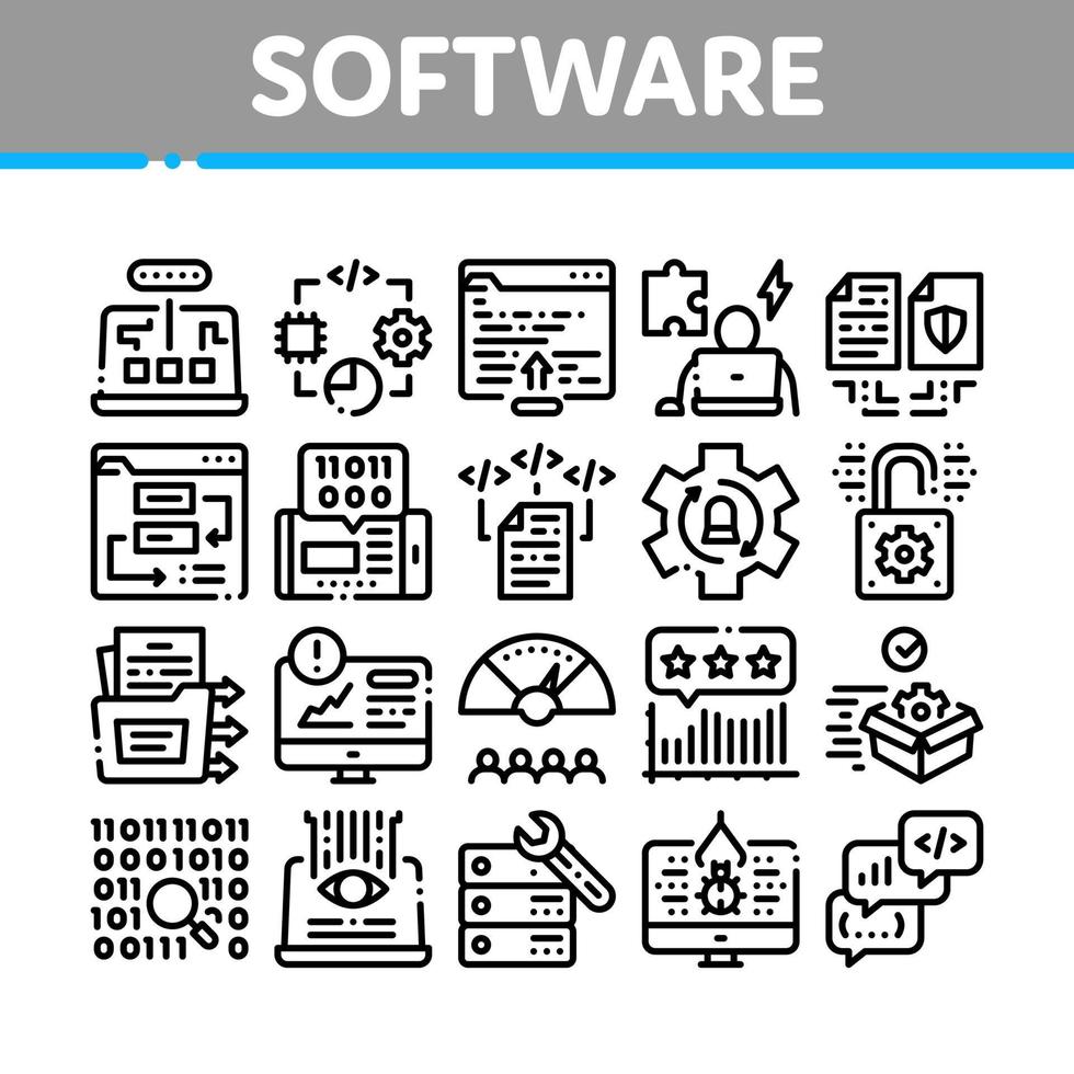 conjunto de iconos de prueba y análisis de software vector