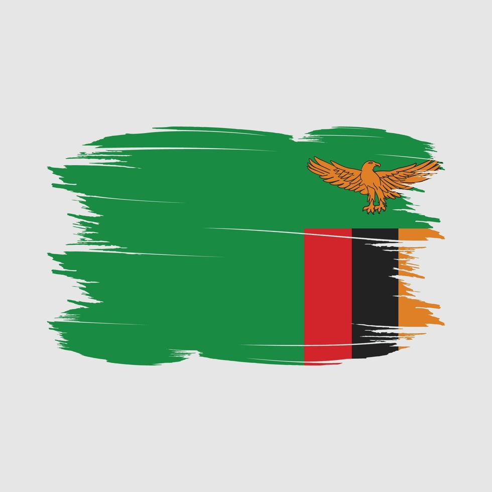 Zambia Flag Brush Vector Illustration