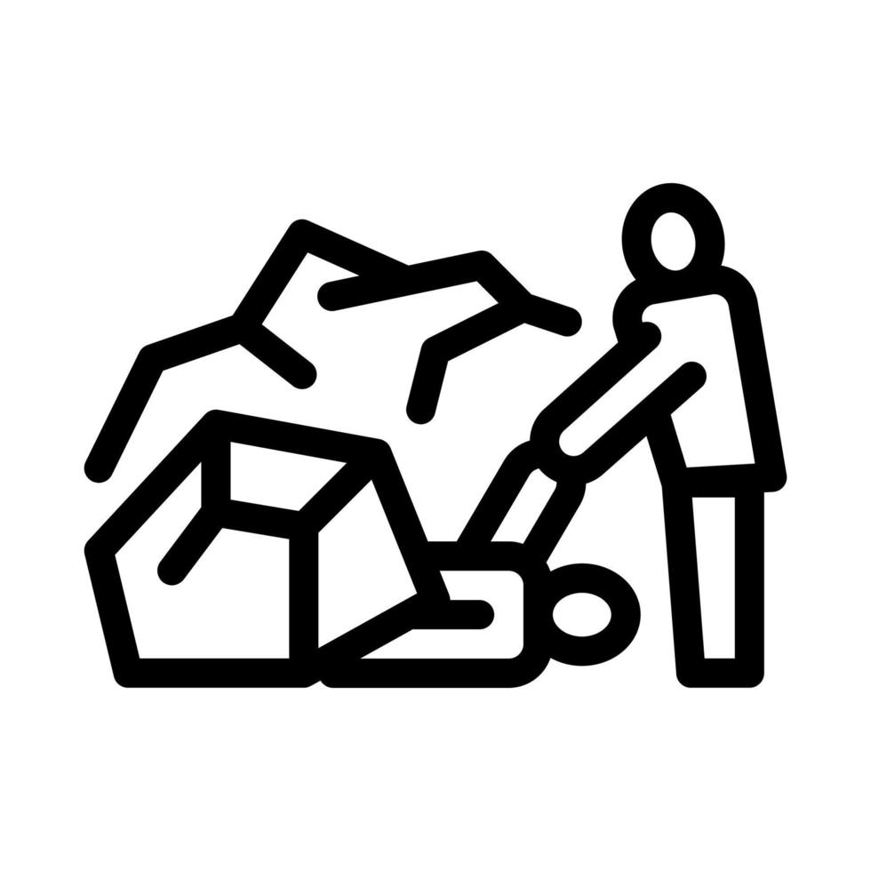 saving human from rubble icon vector outline illustration