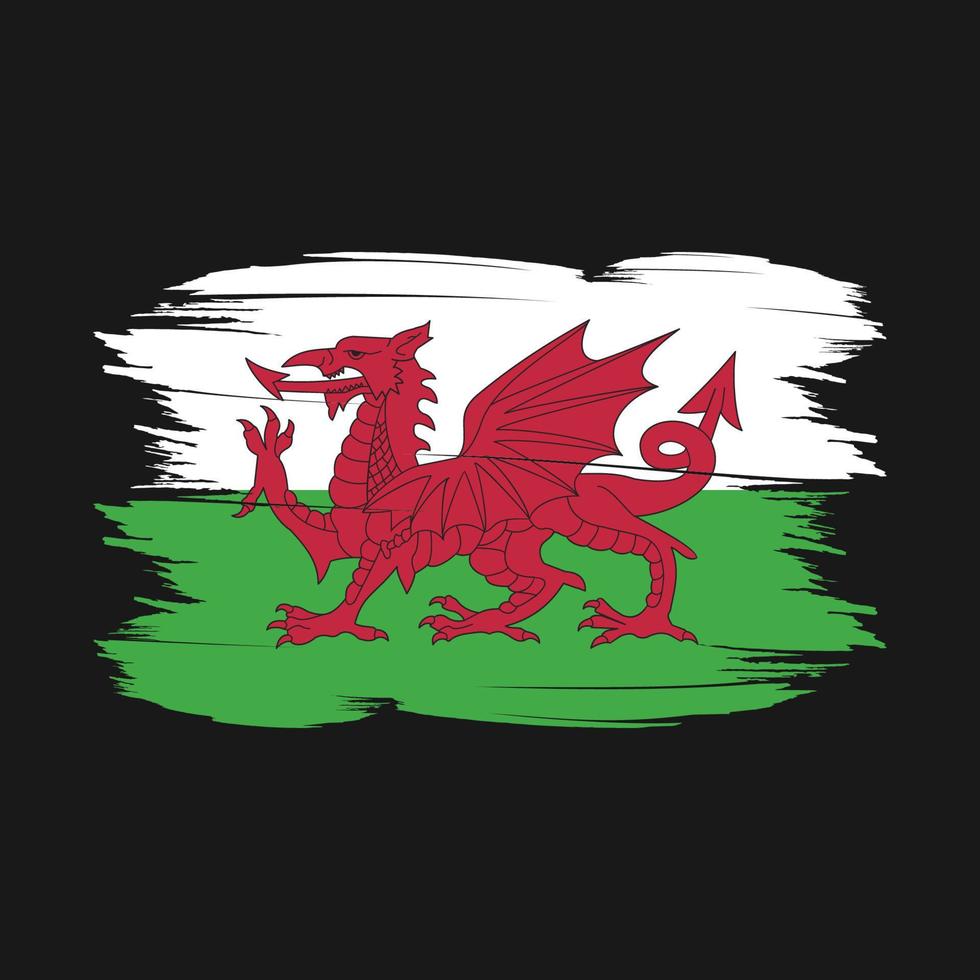 Wales Flag Brush Vector Illustration