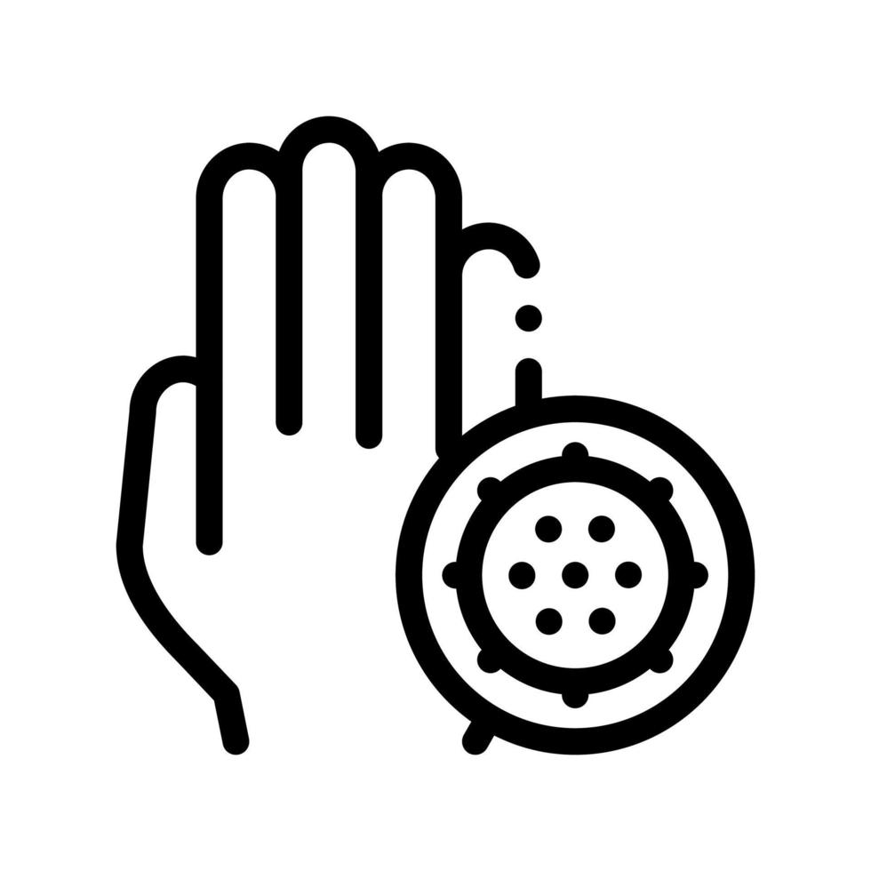 Bacteria Germ And Hand Vector Sign Thin Line Icon
