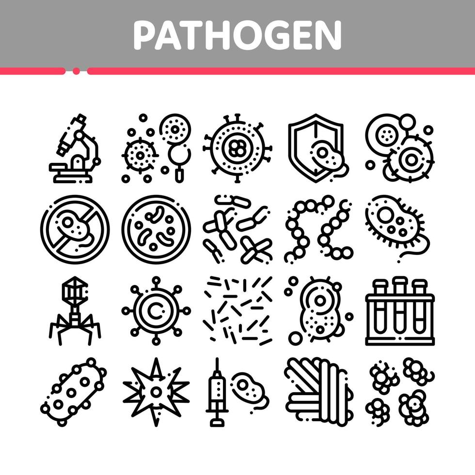 conjunto de iconos de signos vectoriales de elementos patógenos de colección vector