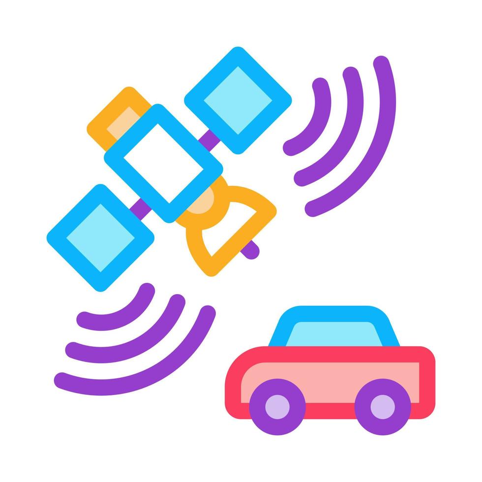 satellite connection with car icon vector outline illustration