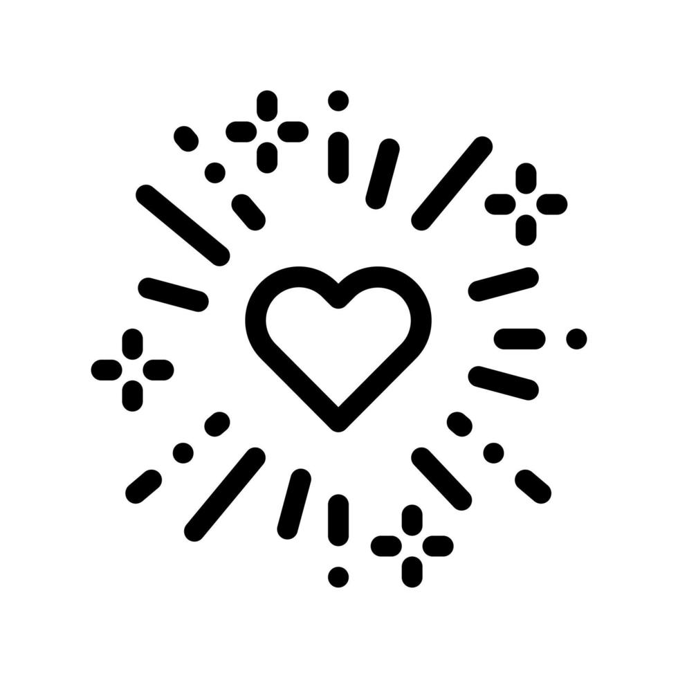Heart And Firework Wedding Thin Line Vector Icon