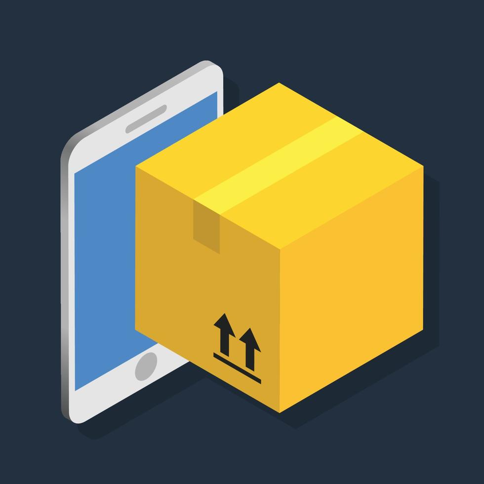 Box Tracking - Isometric 3d illustration. vector