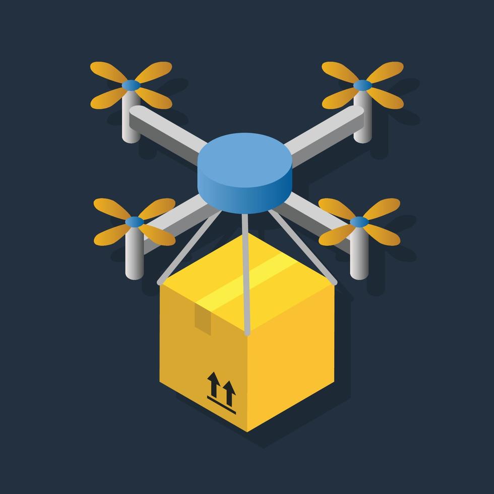Drone Delivery - Isometric 3d illustration. vector