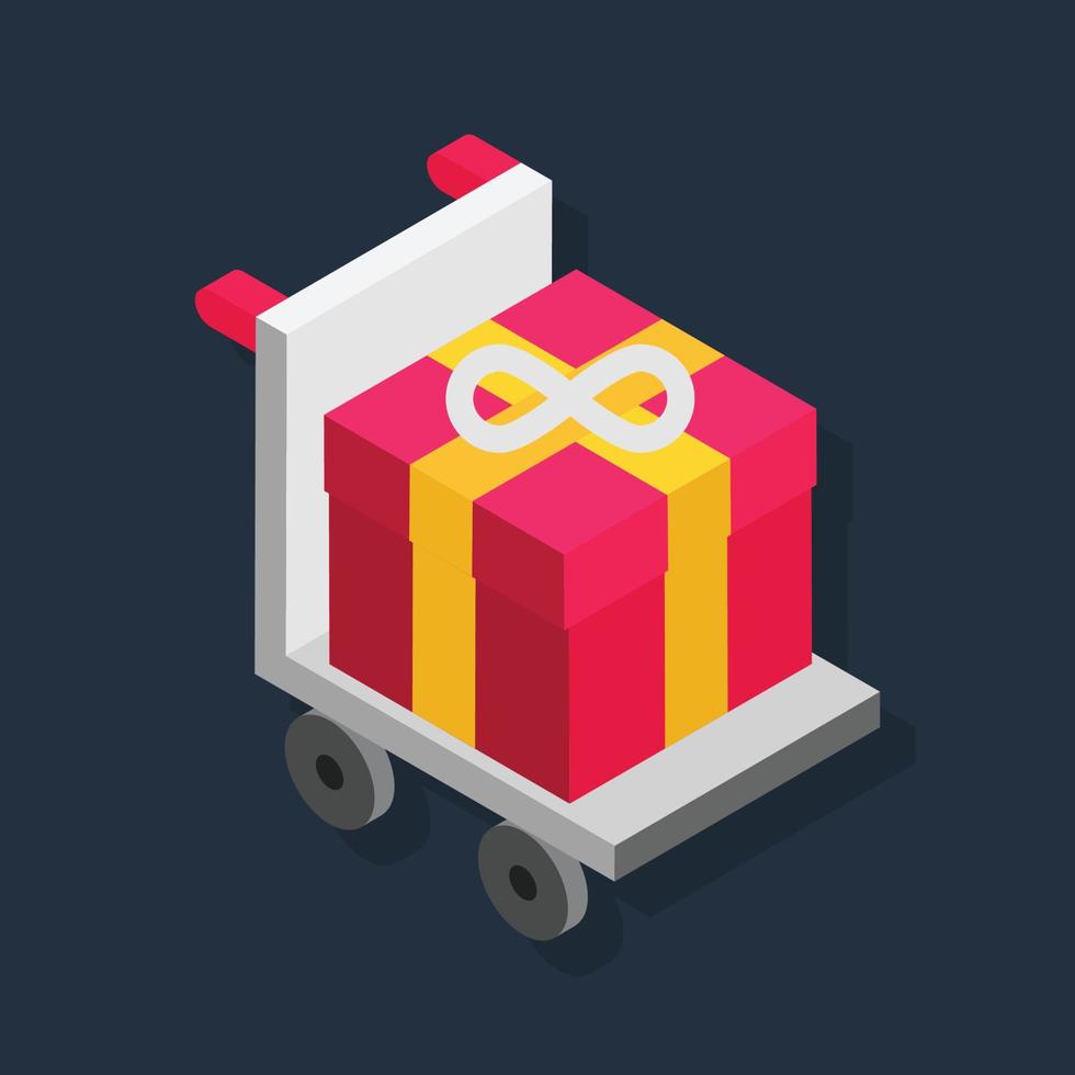 Gift Dolly - Isometric 3d illustration. vector