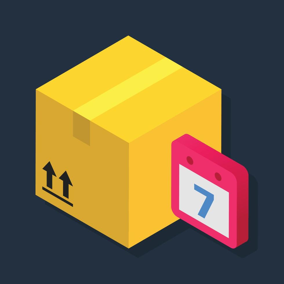 Parcel In Date - Isometric 3d illustration. vector